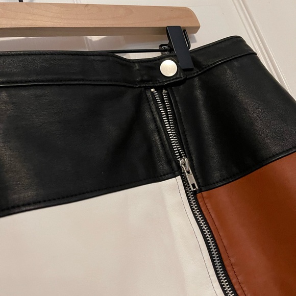 Inc International Concepts Iris Black Brown Block Faux Leather Mini Skirt Sz 18 - Picture 7 of 7
